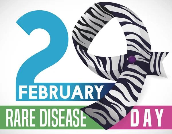 Design Reminder Date Rare Disease Day Number Formed Zebra Print — Stock Vector