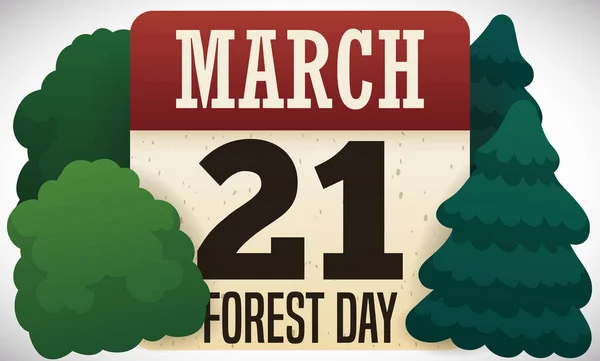历法提醒你森林日庆祝活动的日期 3月21日 — 图库矢量图片