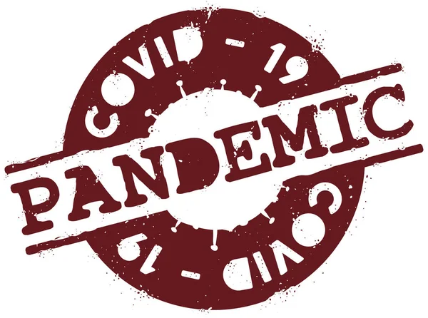 Perangko Bulat Memperingatkan Anda Tentang Pandemi Covid Dan Mempromosikan Kesadaran - Stok Vektor