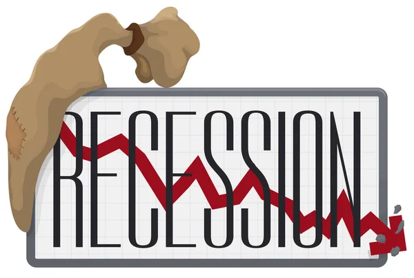 Sign Statistic Graph Depicting Falling Tendency Economic Recession Decorated Arrow — Stock Vector