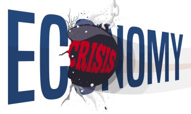 Yıkım güllesi ekonomi duvarını yıkıyor, yaklaşan küresel ekonomik krizi ve ağır darbesini sembolize ediyor.