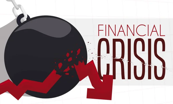 Dev Yıkım Güllesi Kırmızı Göstergesi Kırılması Ekonomideki Krizi Finansal Krizi — Stok Vektör
