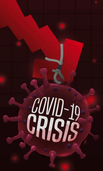Panah Statistik Merah Dengan Tren Jatuh Karena Berat Efek Koronavirus - Stok Vektor