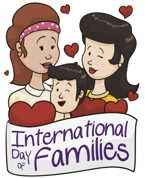Cuidar Las Madres Con Hijo Celebrando Día Internacional Las Familias — Vector de stock