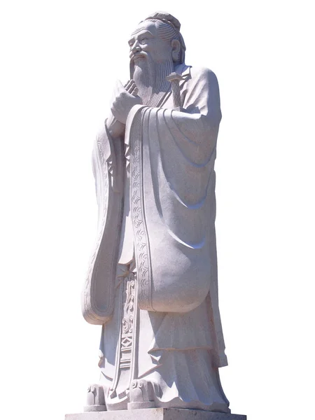 Beyaz arka plan üzerinde izole Konfüçyüs heykeli — Stok fotoğraf