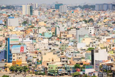 Saigon, Vietnam - 02 Eylül 2014: Ho Chi Minh city (veya Saigon) manzarası, Vietnam