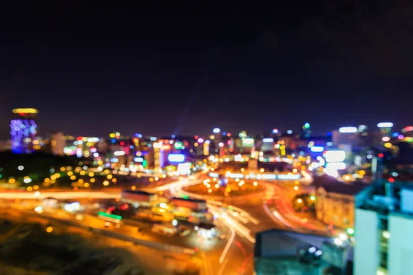 Ben Thanh Market med oskarp bokeh lampor som abstrakt bakgrund, Saigon, Vietnam. — Stockfoto