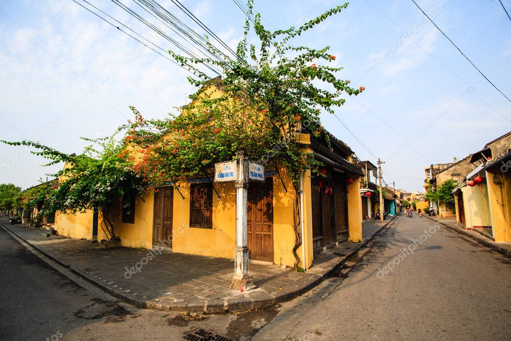 A corner in Hoi An Ancient Town on early morning sunshine, Quang Nam, Vietnam. Hoi An is recognized as a World Heritage Site by UNESCO.
