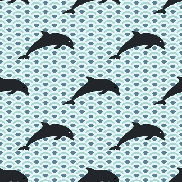 Jumping dolphins pattern — Stock Vector