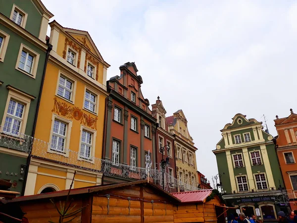 Ancienne Place Marché Avec Les Maisons Colorées Poznan Pologne Décembre — Photo