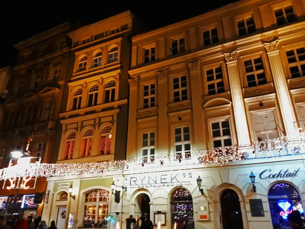 Poznań Grudnia 2017 Tradycyjne Bożonarodzeniowe Targi Godzinach Wieczornych — Zdjęcie stockowe