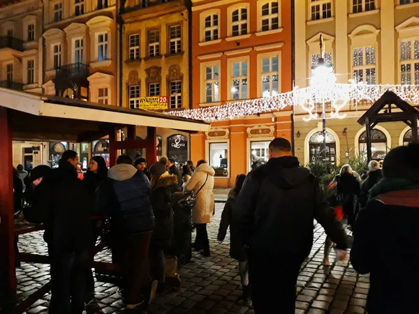 Poznaň Polsko Prosince 2017 Tradiční Vánoční Jarmark Večerních Hodinách — Stock fotografie