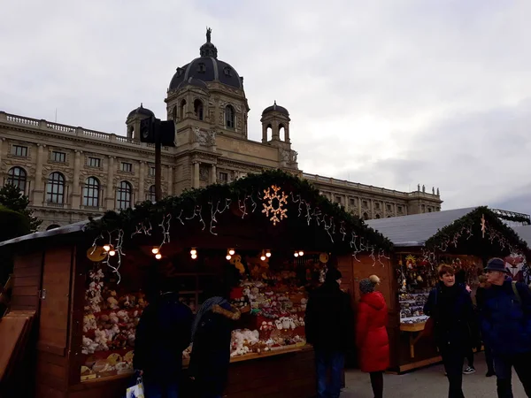 Vídeň Rakousko Prosince 2017 Vánoční Trhy Probíhají Maria Theresien Náměstí — Stock fotografie