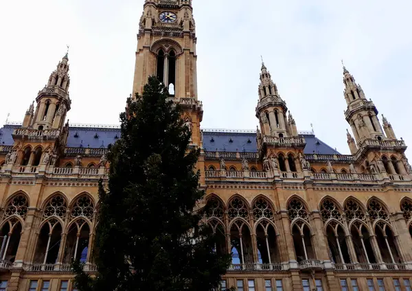 Wien Österreich Dezember 2017 Hoher Gotischer Bau Des Wiener Rathauses — Stockfoto