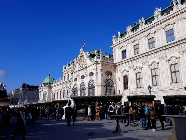 Viyana Avusturya Aralık 2017 Belvedere Sarayı Yakınında Noel Pazarı — Stok fotoğraf