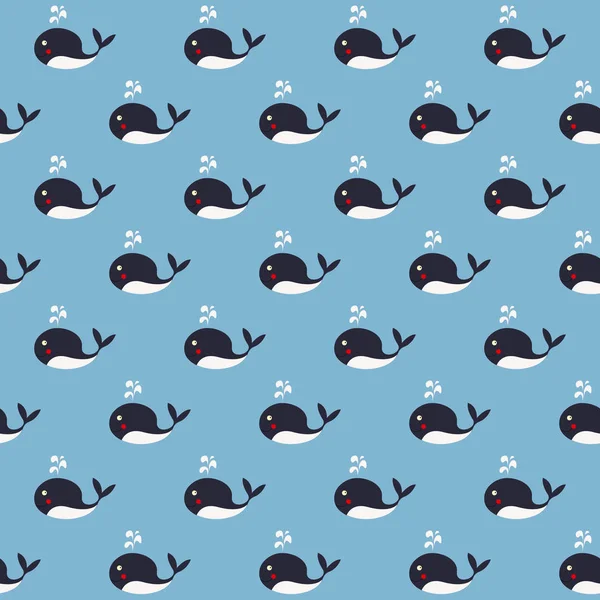 かわいいクジラ 変な文字のシームレス パターン — ストックベクタ