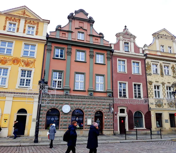 Poznan Poland December 2017 Old Market Square Architecture Colorful Buildings — Stock Photo, Image