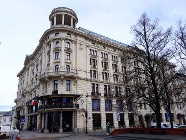 Warsaw, Polonya - 15 Aralık 2017: Eski Varşova şehir mimarisinde