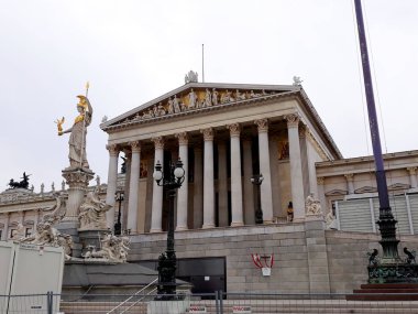 Vienna, Avusturya - 16 Aralık 2017: Cephe bina Viyana'da Avusturya parlamentosu
