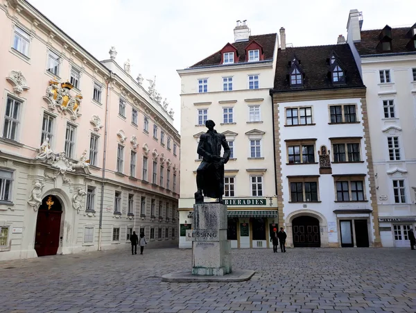 Vienne Autriche Décembre 2017 Place Juive Avec Monument Lessing Vienne — Photo