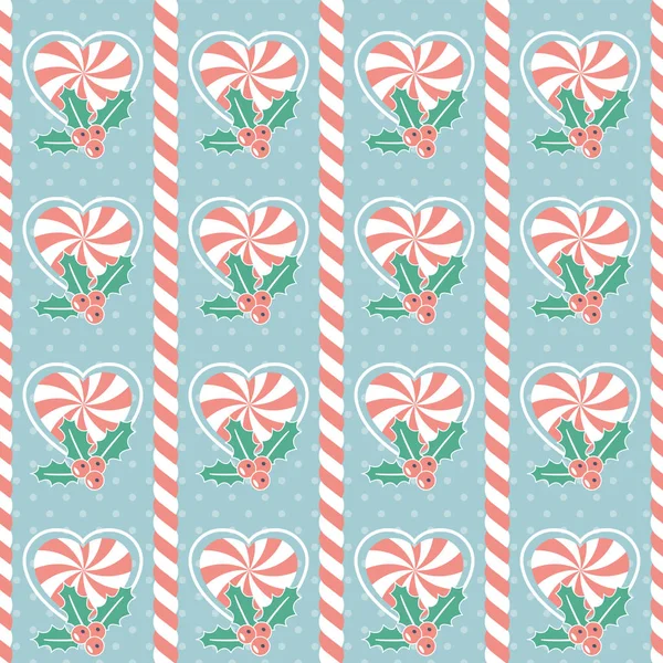 Christmas Pattern Seamless Vector Illustration Candy Canes Mistletoe — Stock Vector