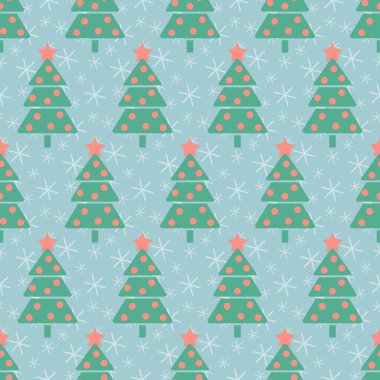 Noel deseni. Şekillendirilmiş Noel ağaçları ile kusursuz vektör çizimi