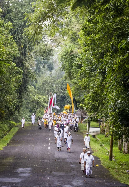 Persone che celebrano un giorno di agrifoglio vicino a Ubud, Bali — Foto Stock