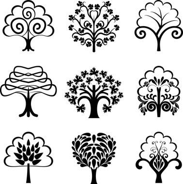 Dekoratif ağaçlar III kümesi
