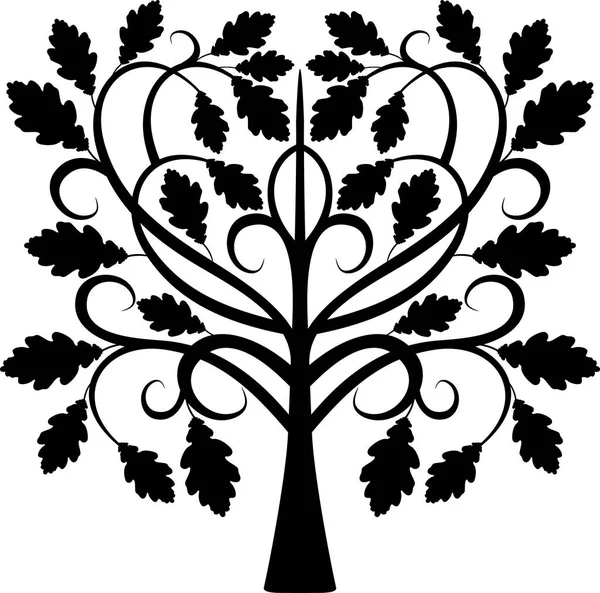 Roble decorativo en negro — Vector de stock