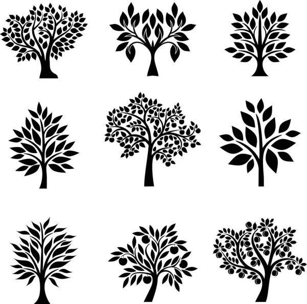 Árbol icono colección — Vector de stock