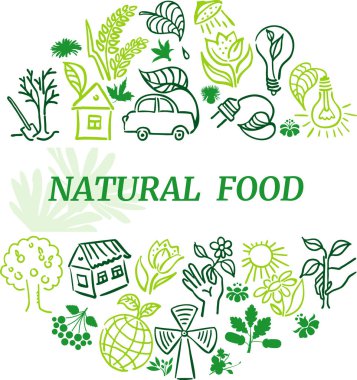 Natural food icons clipart