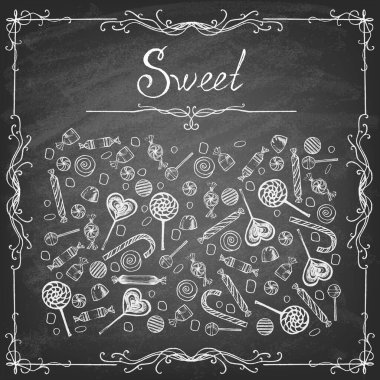 Elle çizilmiş tatlılar tahtaya.