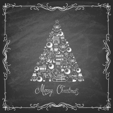 Çeşitli elementlerden yapılmış Xmas ağacı.
