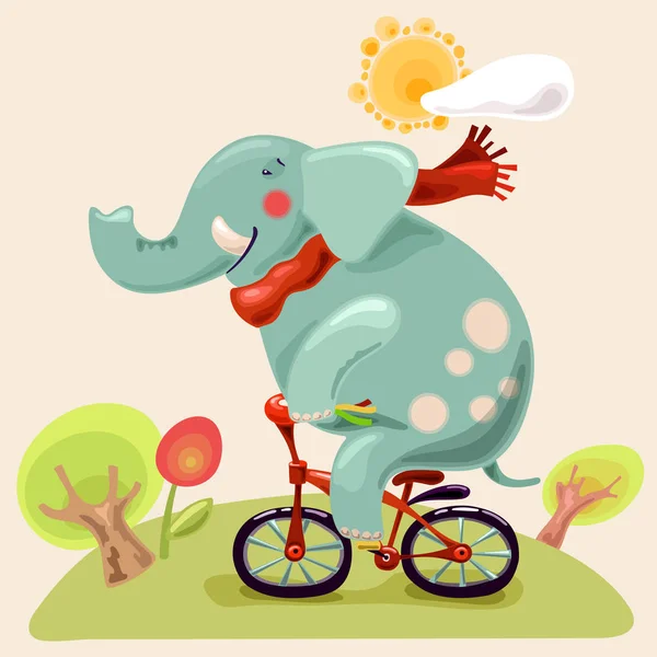 Слон и велосипед Лицензионные Стоковые Векторы