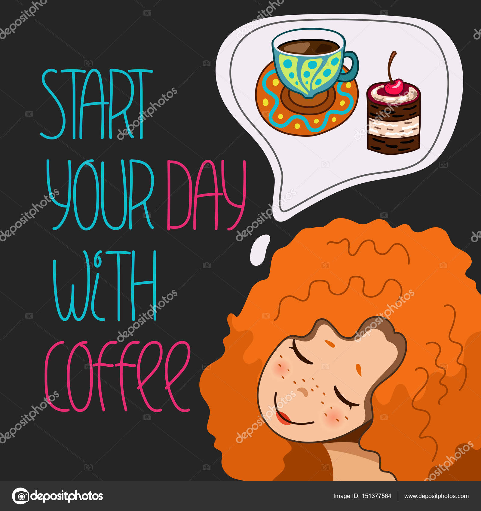Woman Holding A Huge Cup Of Coffee Stock Illustration - Download