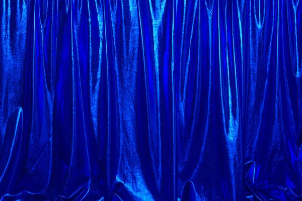 Blue curtain, indigo drape — Stock Photo, Image