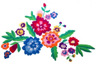 Nakış çiçekleri beyaz arkaplanda izole edilmiş.