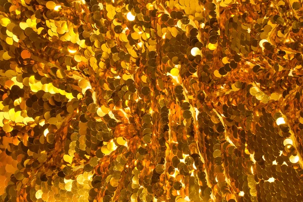 Fundo Brilho Metálico Lantejoulas Douradas Tecido Lantejoulas Cintilantes — Fotografia de Stock