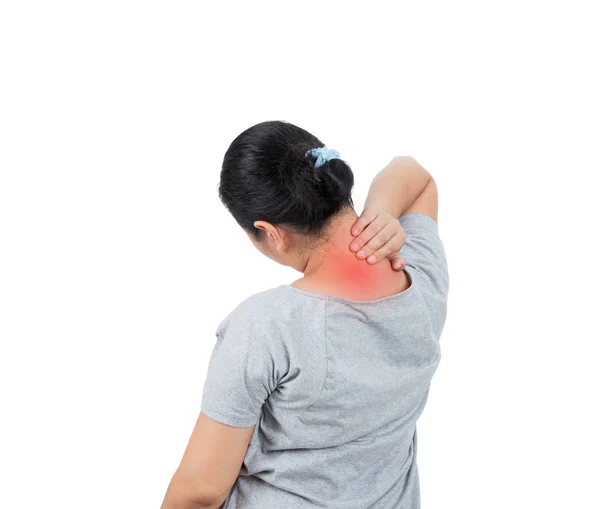 Asian women has neck pain. — Stock Photo, Image