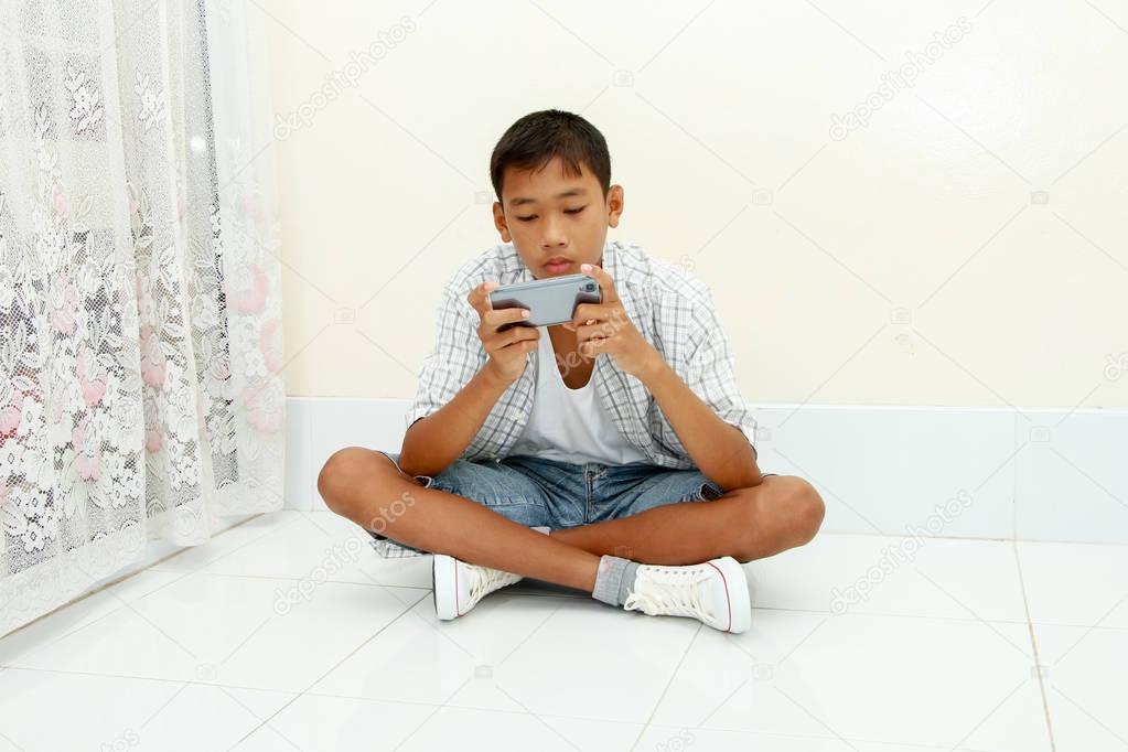 boy with mobile phone.