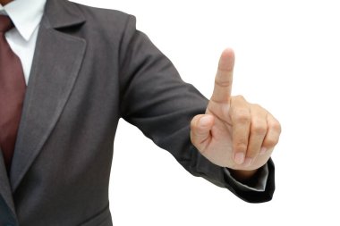 Dokunmatik ekranda itme iş kadını