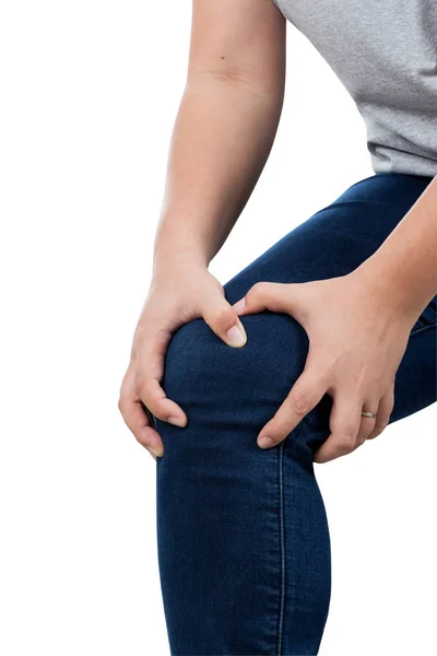 Žena s bolestí kolena. — Stock fotografie