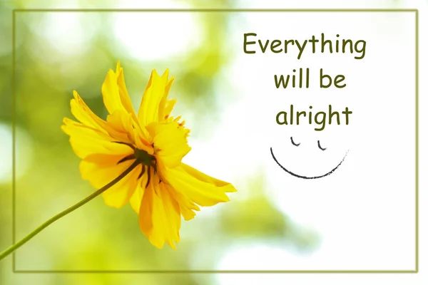 Yellow flower with the text — Stock Photo, Image