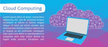 Vektör afiş ile bulut hizmet satırı kutsal kişilerin resmi