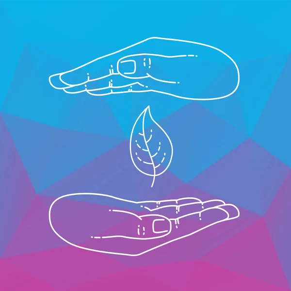 El ve bitki simgesi. Vektör elini tut yaprak