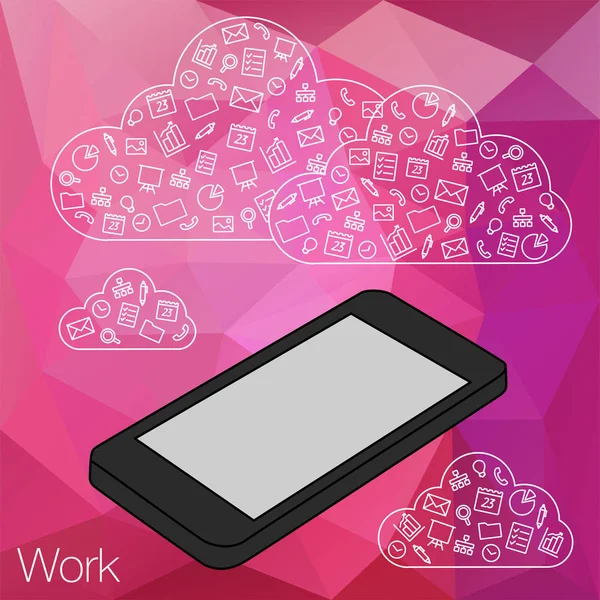 Mobil ve set simgeleri el tutar