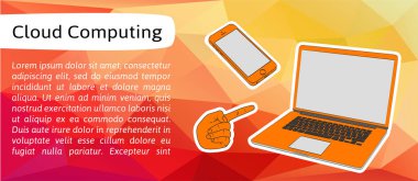 El, smartphone ve dizüstü bilgisayar ile vektör banner