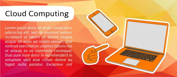 El, smartphone ve dizüstü bilgisayar ile vektör banner