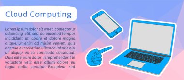 El, cep telefonu ve laptop ile vektör banner