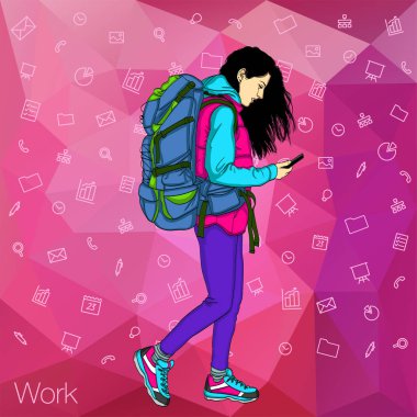 Kız telefon mesajı okuma.